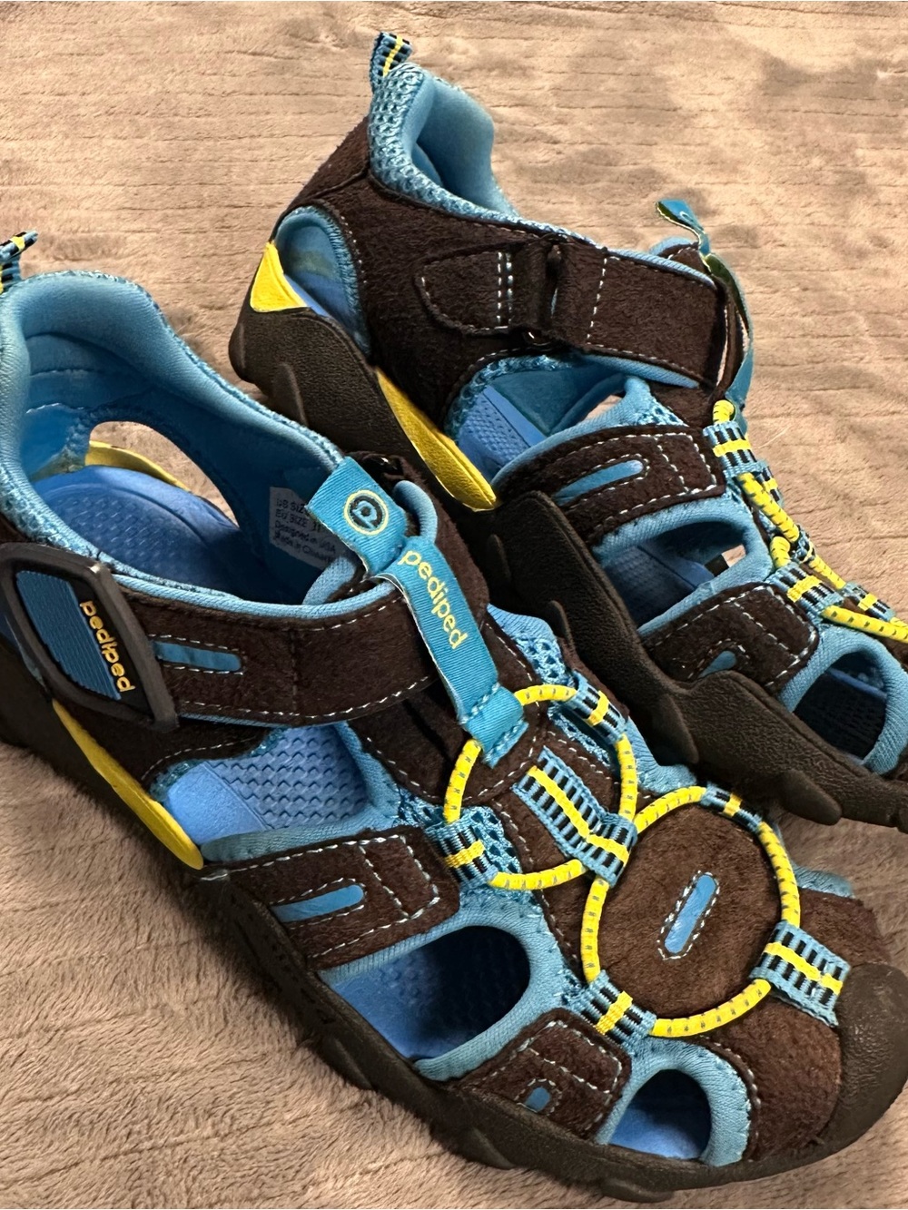Pediped Brown, Blue & Yellow Kids' Active Sandals
